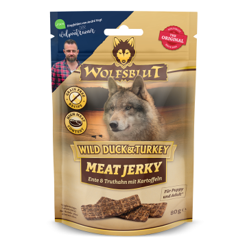 Wolfsblut Jerky Wild Duck & Turkey 80g - kachna a krůta